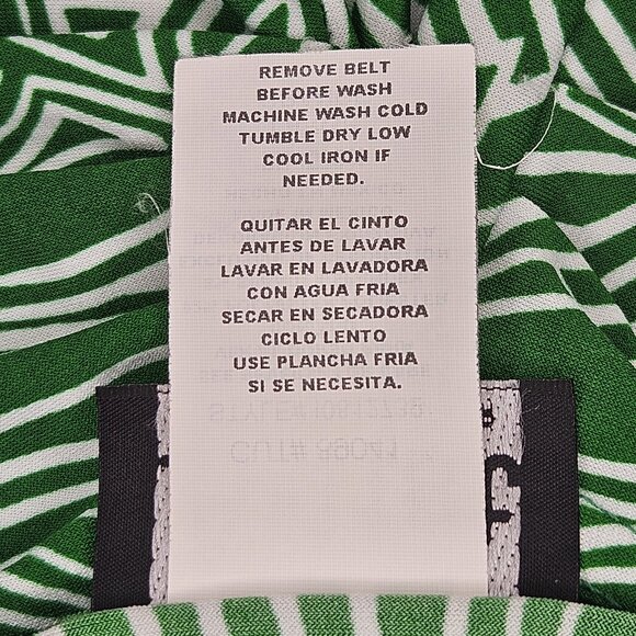 Vtg Womens Wrap Dress Sz L Colorful Cap Sleeves Slimming Modest Career PinUp Gr - Picture 12 of 12